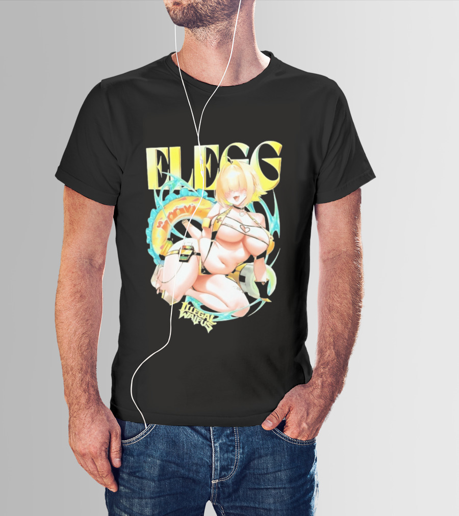 Elegg Illegal Waifus Electric Anime Character Beach Vibes T-Shirt