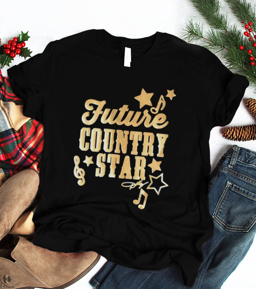 Future Country Star Musician Singer Golden Notes And Stars T-Shirt