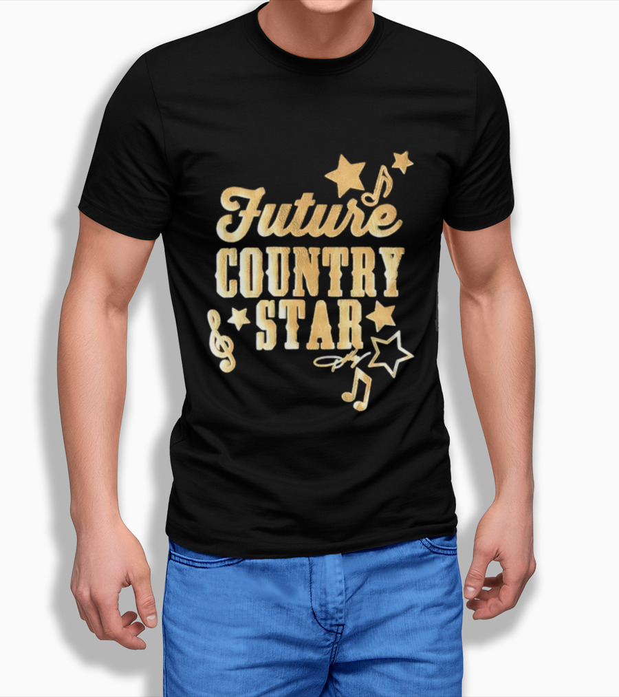 Future Country Star Musician Singer Golden Notes And Stars T-Shirt