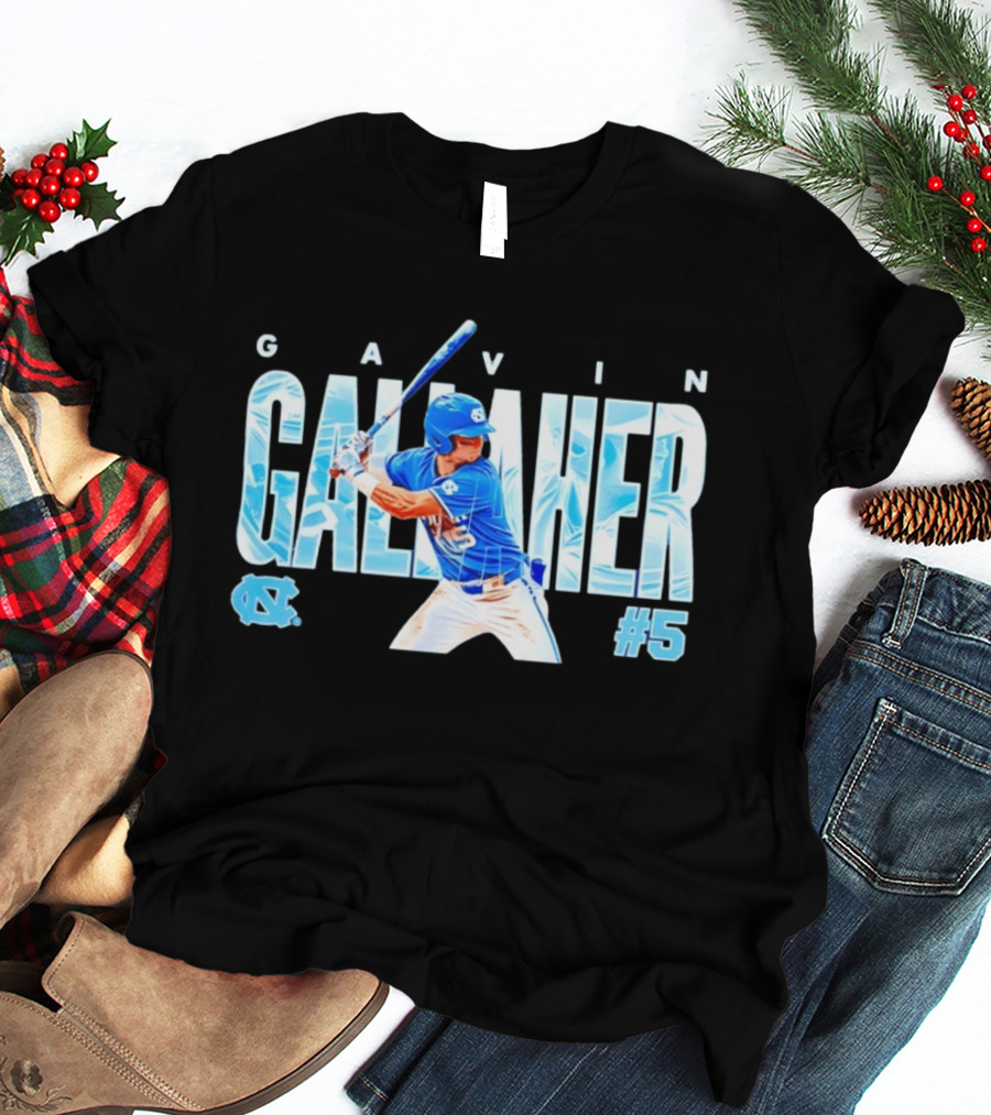 Gavin Gallaher #5 University Of North Carolina Tar Heels NCAA Baseball Player T-Shirt