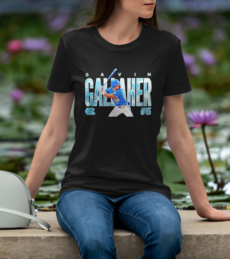Gavin Gallaher #5 University Of North Carolina Tar Heels NCAA Baseball Player T-Shirt