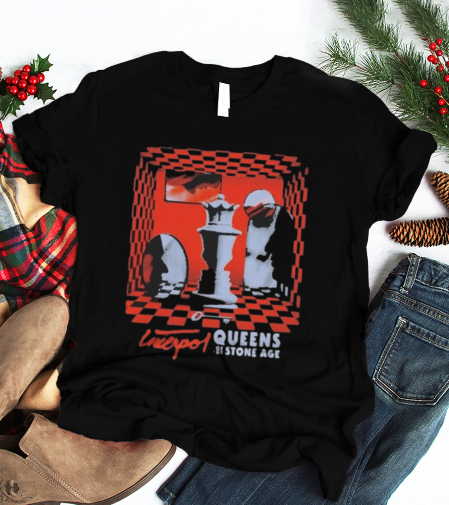 Interpol Gig At Estadio Ciudad De Los Deportes Mexico March 6 2027 Featuring Queens Of The Stone Age Chess Visuals T-Shirt