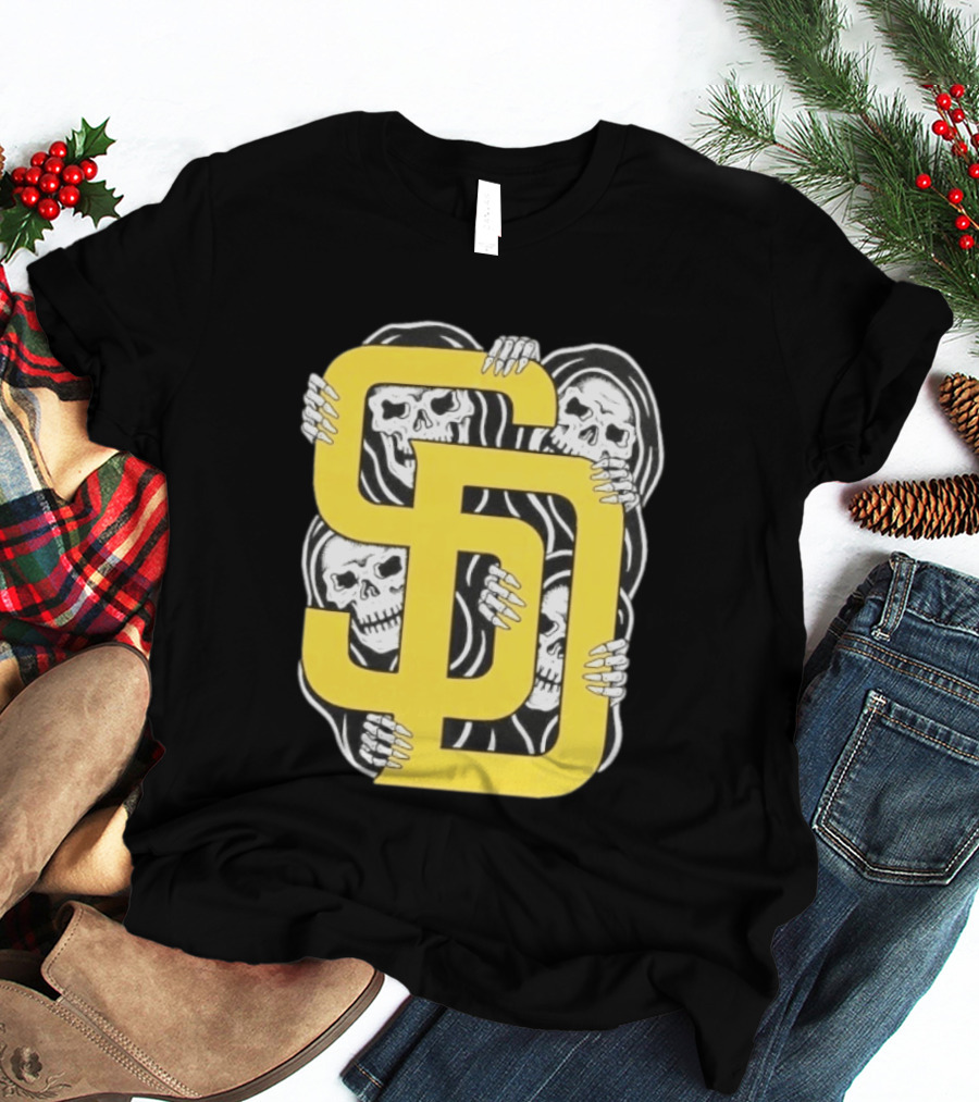 San Diego Padres SD Yellow Grim Reaper Skeletons T-Shirt