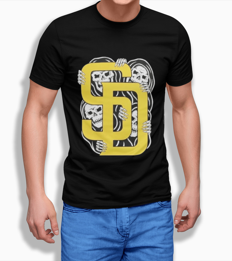 San Diego Padres SD Yellow Grim Reaper Skeletons T-Shirt