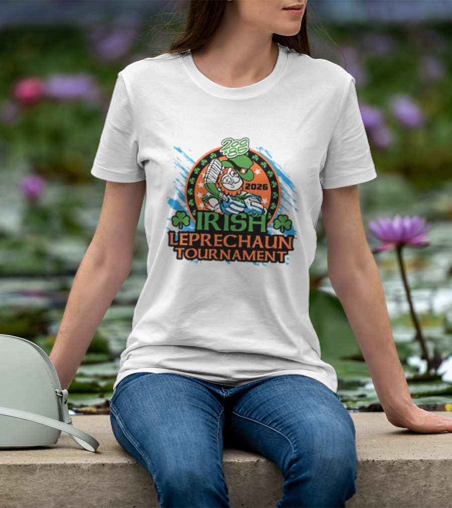 Irish Leprechaun Tournament 2026 Clover Emblem And Green Hat Celebration T-Shirt