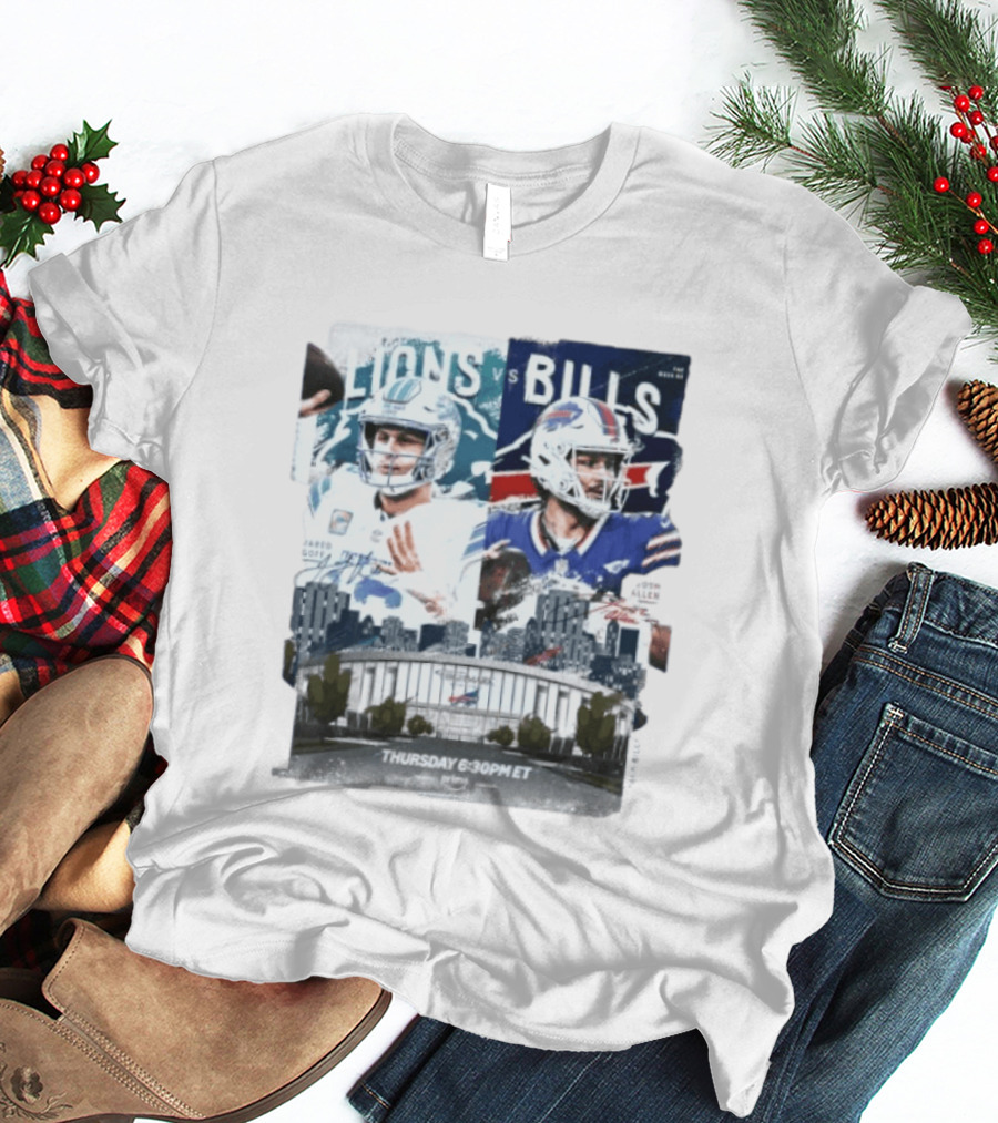 Jared Goff Detroit Lions Vs Josh Allen Buffalo Bills Thursday Night Football Week 02 6:30 PM ET T-Shirt