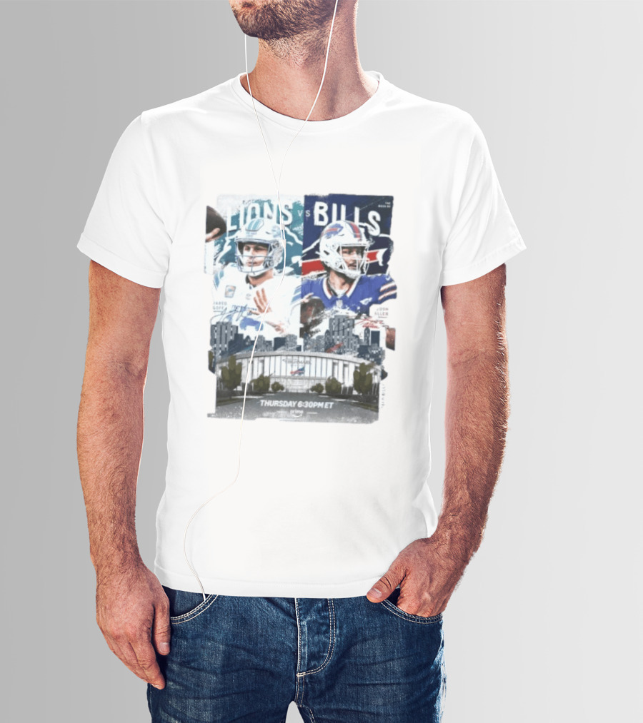 Jared Goff Detroit Lions Vs Josh Allen Buffalo Bills Thursday Night Football Week 02 6:30 PM ET T-Shirt