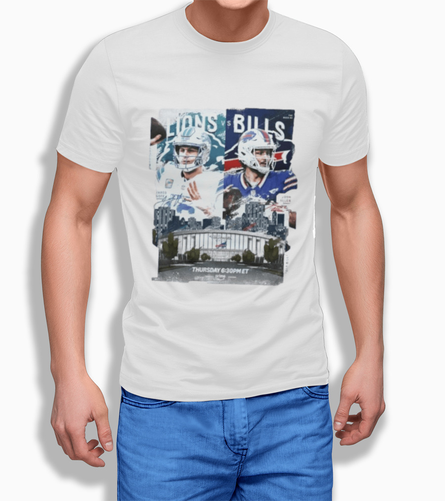 Jared Goff Detroit Lions Vs Josh Allen Buffalo Bills Thursday Night Football Week 02 6:30 PM ET T-Shirt