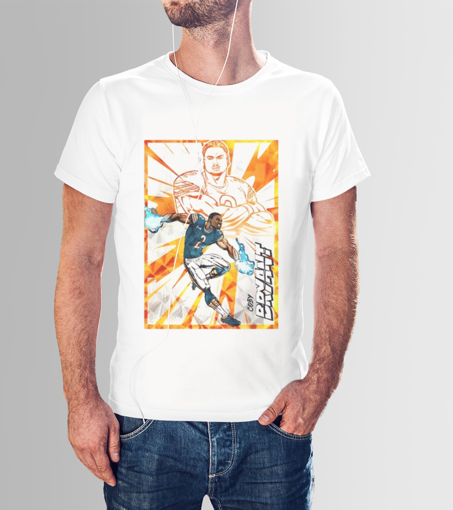 Coby Bryant Seattle Seahawks Football Card Dynamic Illustration With Chicago Bears T-Shirt