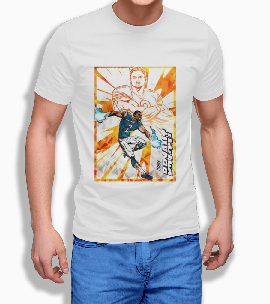 Coby Bryant Seattle Seahawks Football Card Dynamic Illustration With Chicago Bears T-Shirt