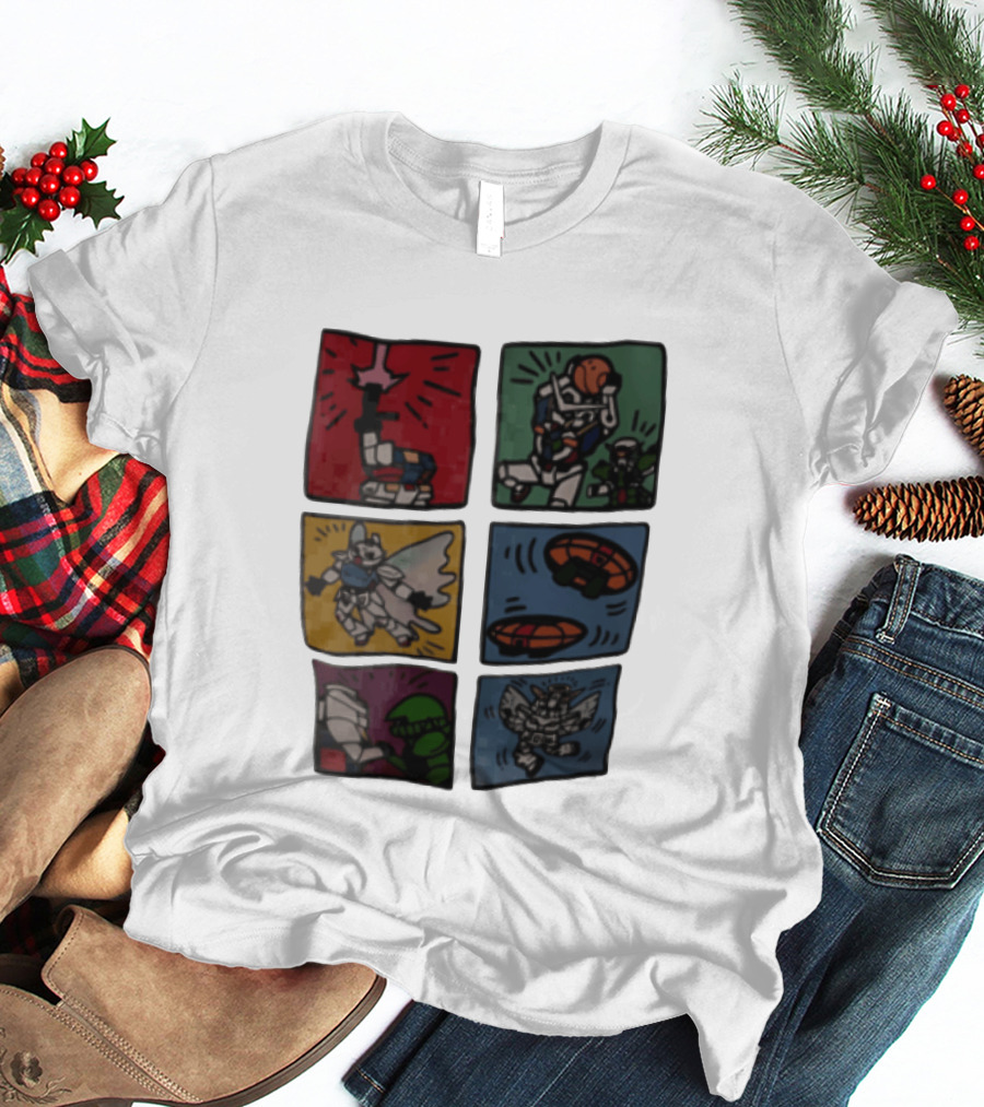 Keith Haring Japanese Mecha Robot Comic Panels Pop Cartoon T-Shirt