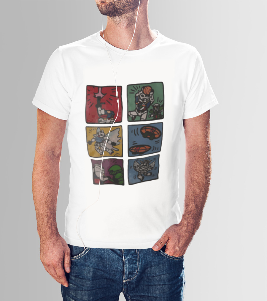 Keith Haring Japanese Mecha Robot Comic Panels Pop Cartoon T-Shirt