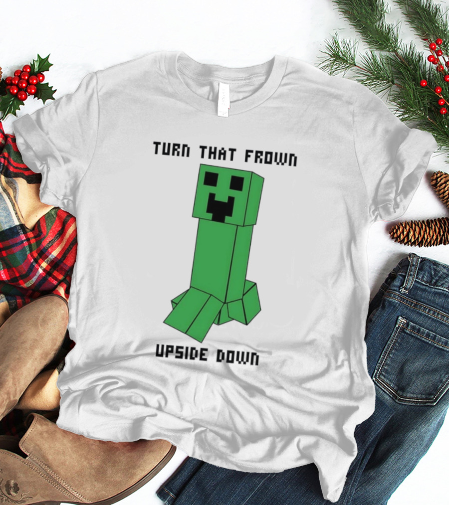 Creeper Turn That Frown Upside Down Gaming Block T-Shirt