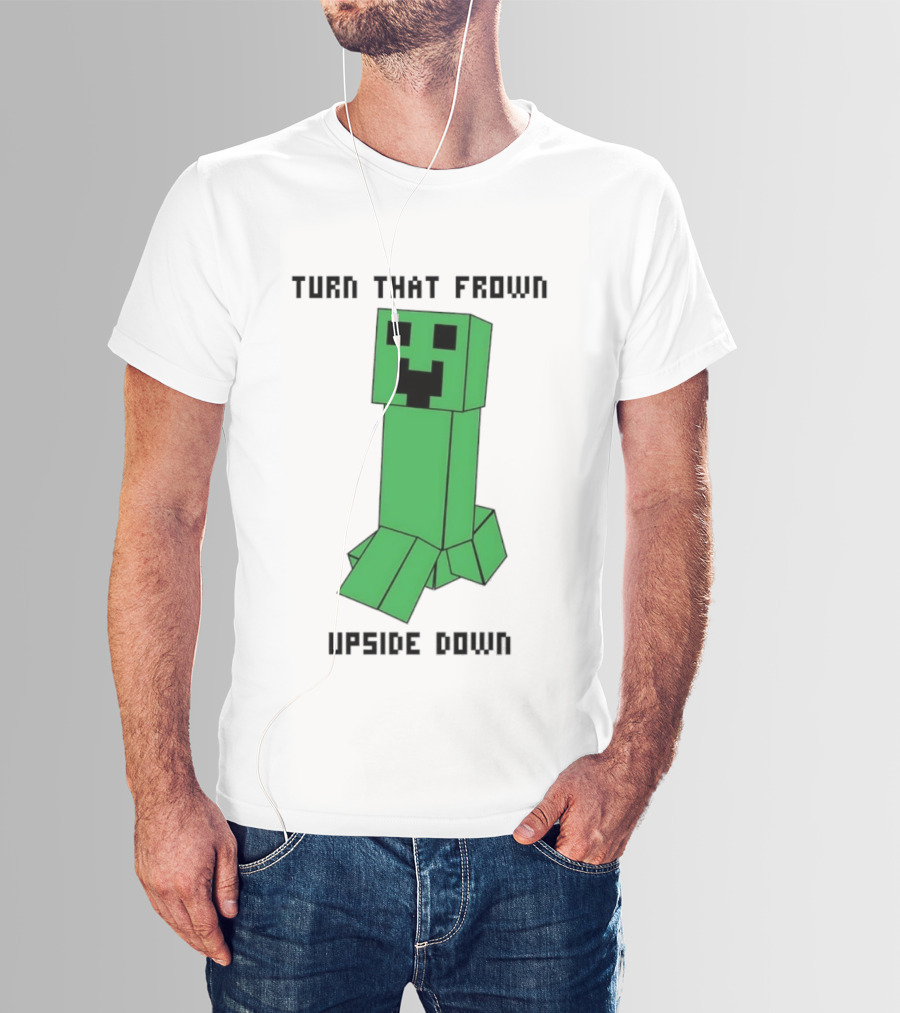 Creeper Turn That Frown Upside Down Gaming Block T-Shirt