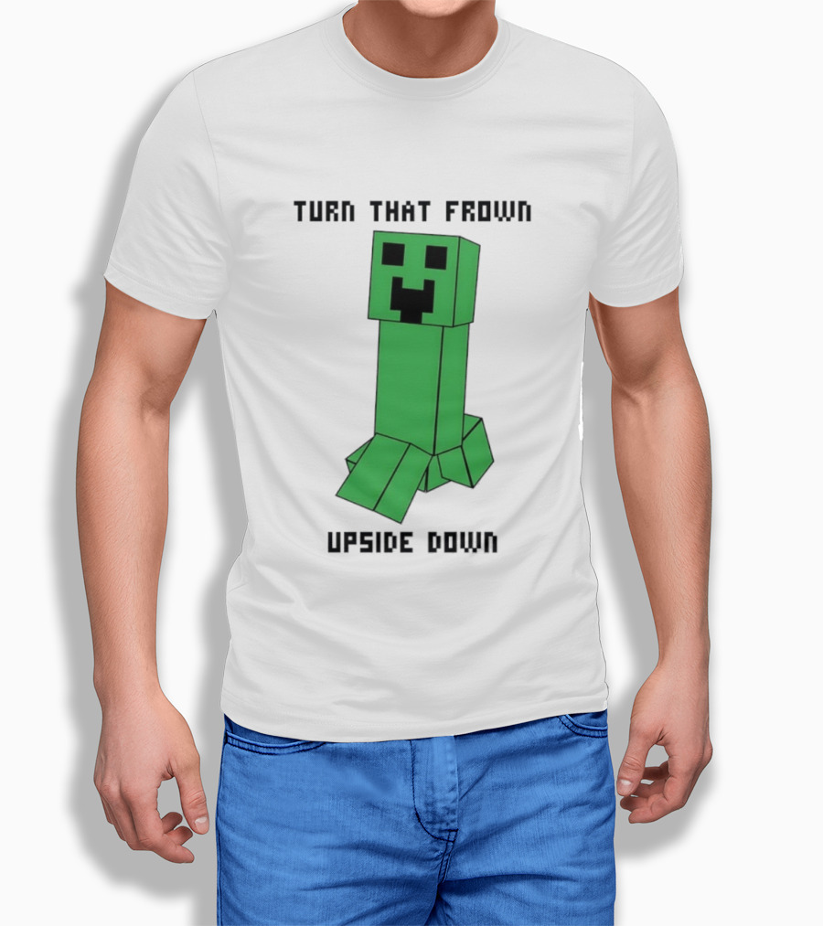 Creeper Turn That Frown Upside Down Gaming Block T-Shirt