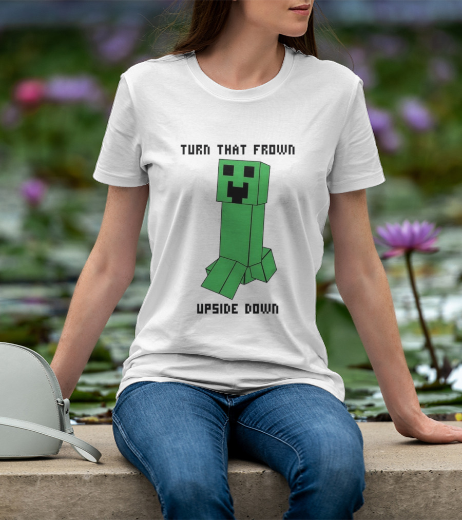 Creeper Turn That Frown Upside Down Gaming Block T-Shirt