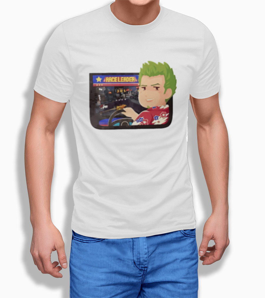 Race Leader Arcade Game Green Hair Cartoon Driver T-Shirt