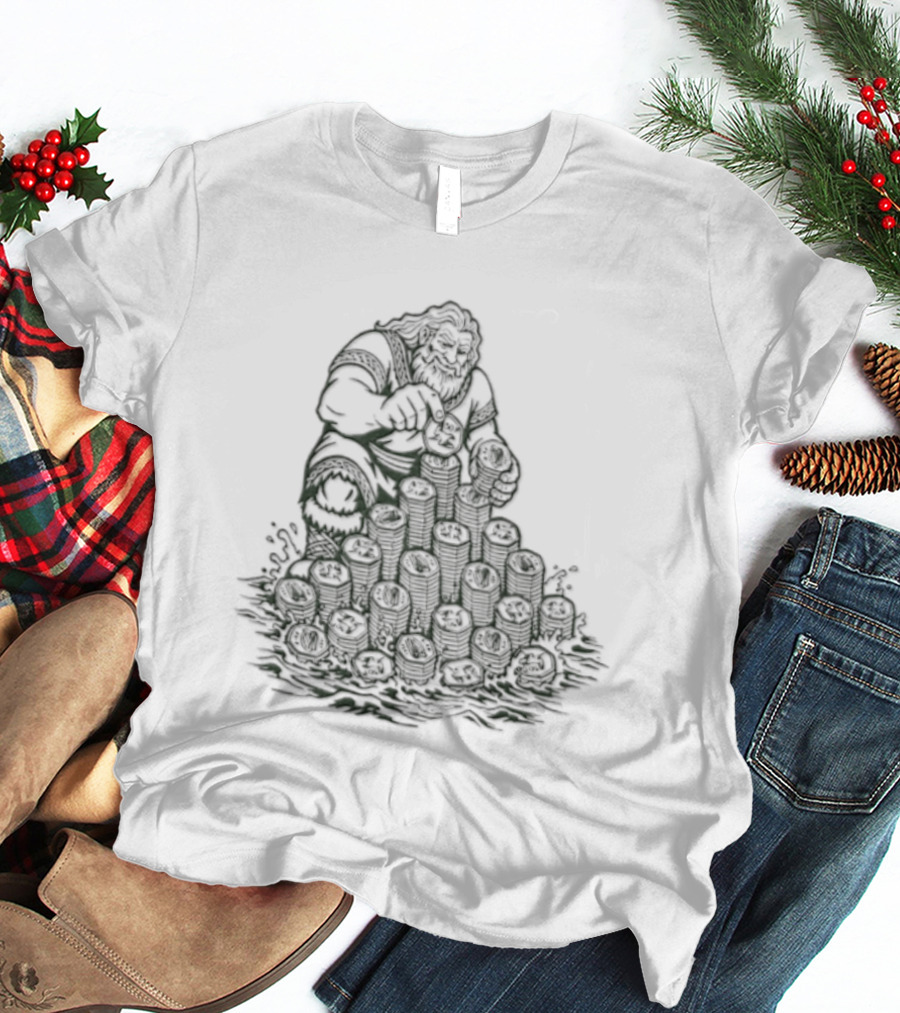 Dagda Irish Mythology Deity With Ireland 50p Coins Currency T-Shirt