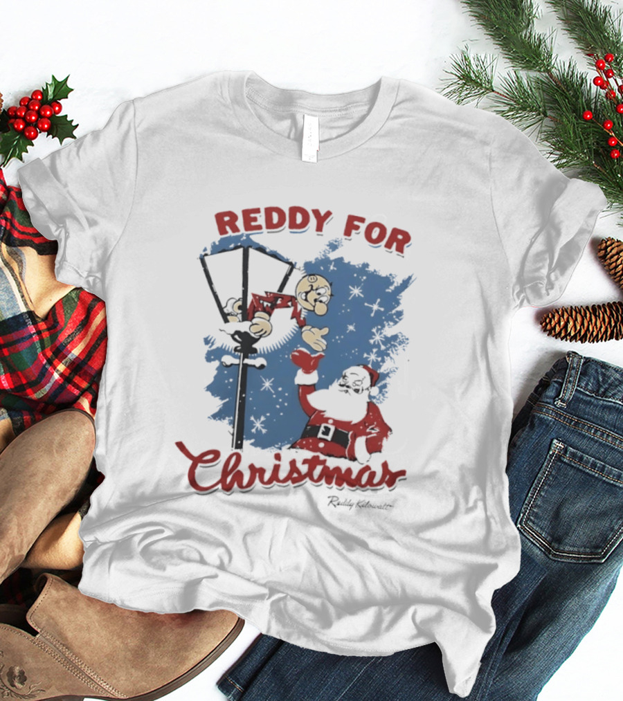 Reddy Kilowatt Reddy For Christmas Holiday Cheer Santa Lamp Post T-Shirt