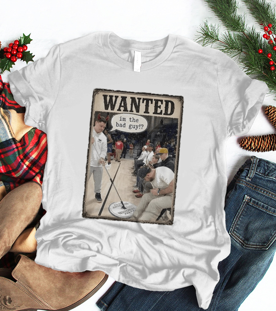 Wanted Im The Bad Guy!? Basketball Court Scene With Devil Horns T-Shirt