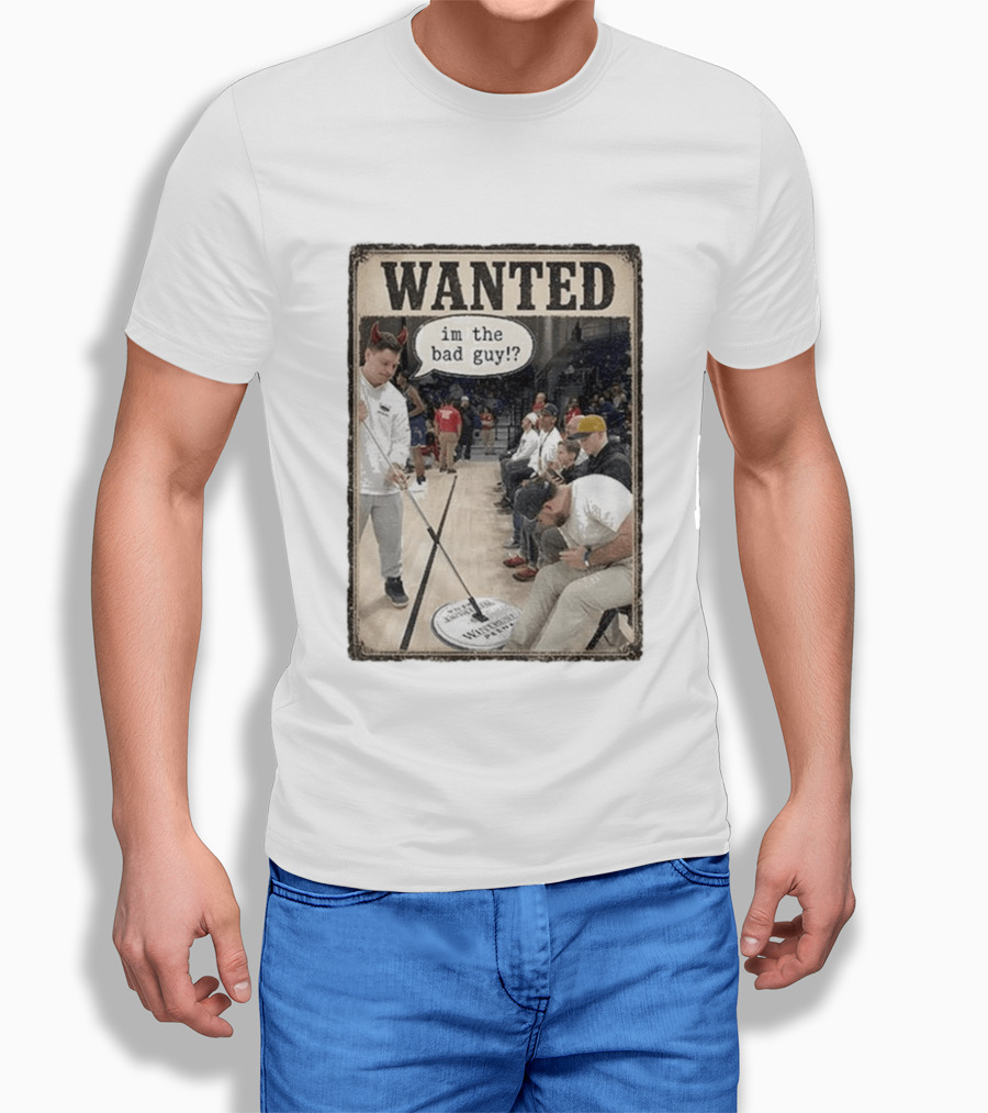 Wanted Im The Bad Guy!? Basketball Court Scene With Devil Horns T-Shirt