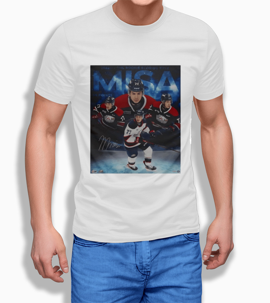 Michael Misa Saginaw Spirit 2022 23 OHL Rookie 56 Points T-Shirt