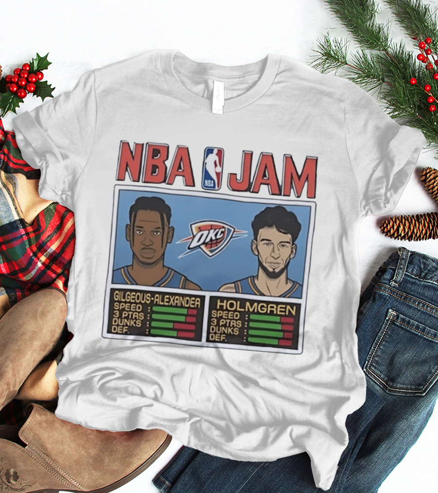 NBA Jam Shai Gilgeous Alexander Chet Holmgren OKC Thunder Stats T-Shirt