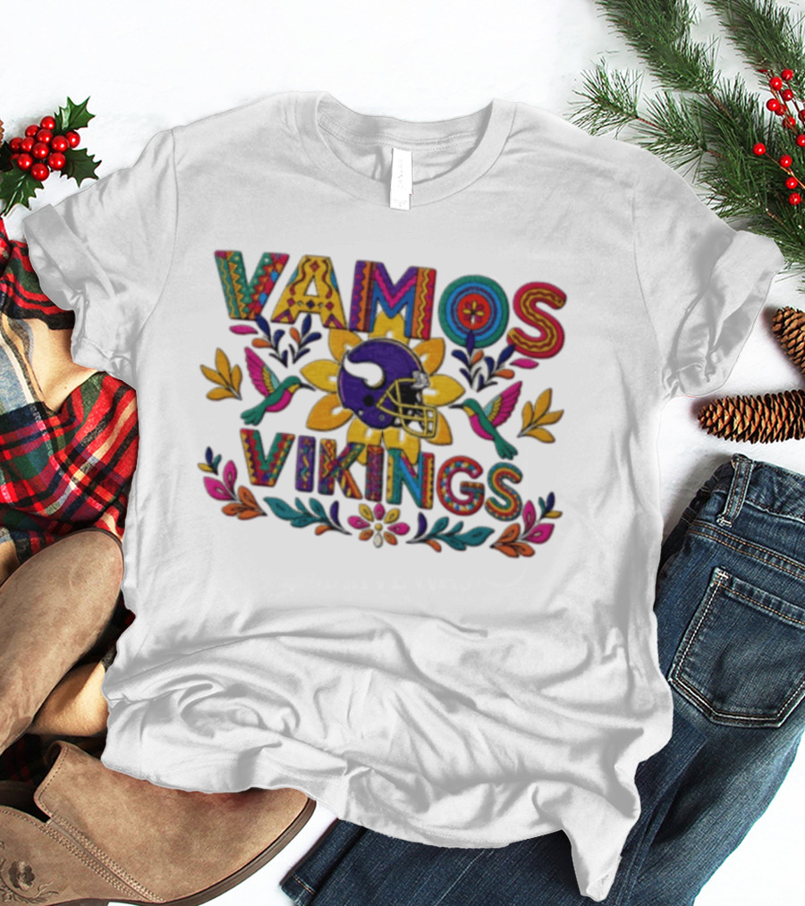 Minnesota Vikings Vamos Alebrije Football Helmet Floral T-Shirt