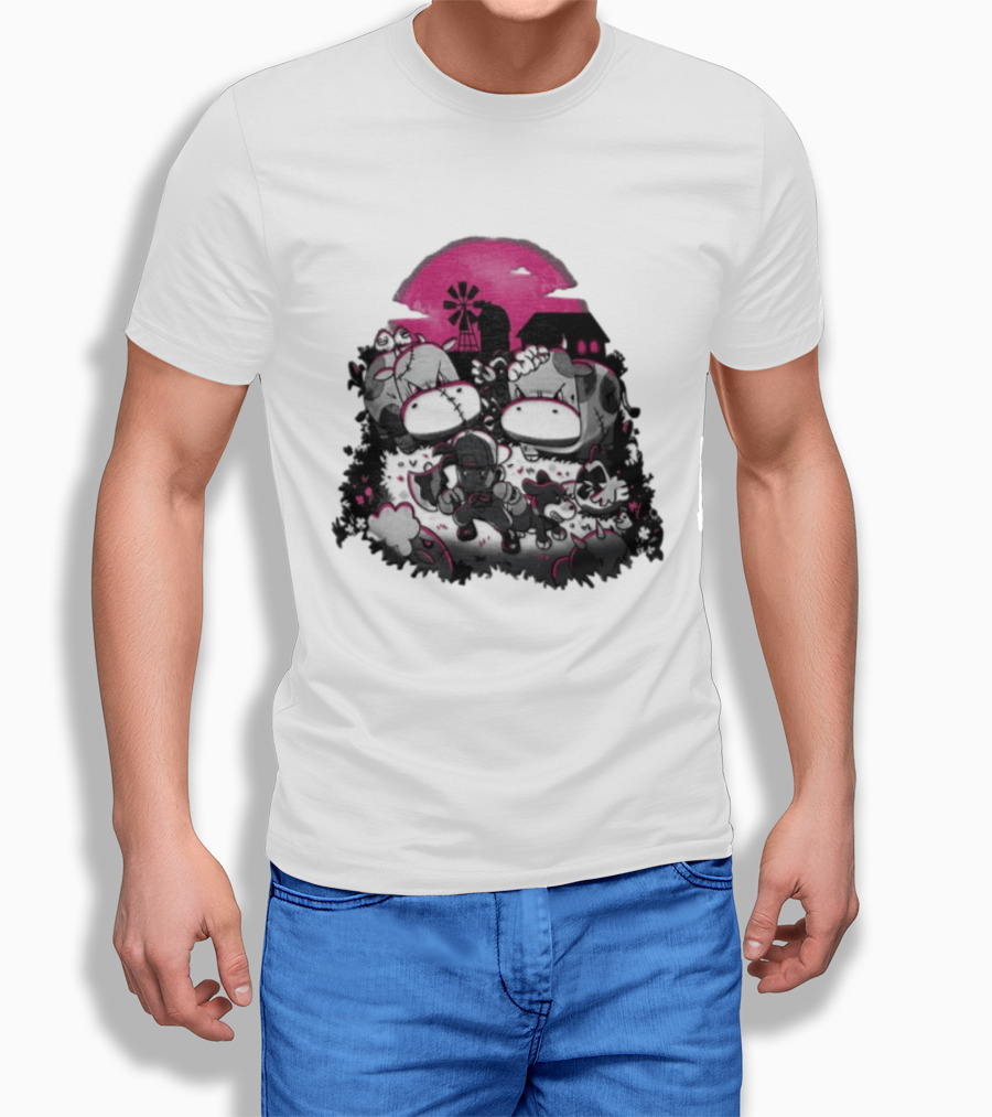 Harvest Moon Pete Zombie Farm Animals Horror Night Of The Living Farm Village T-Shirt