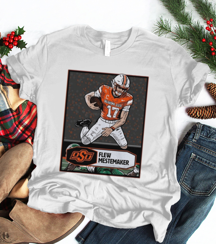 Oklahoma State Cowboys Flew Mestemaker 17 College Football Player Card T-Shirt