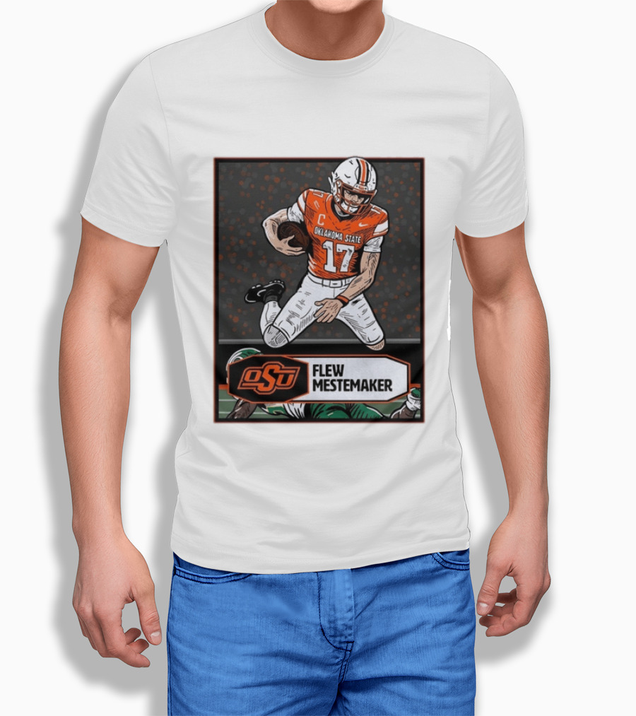 Oklahoma State Cowboys Flew Mestemaker 17 College Football Player Card T-Shirt