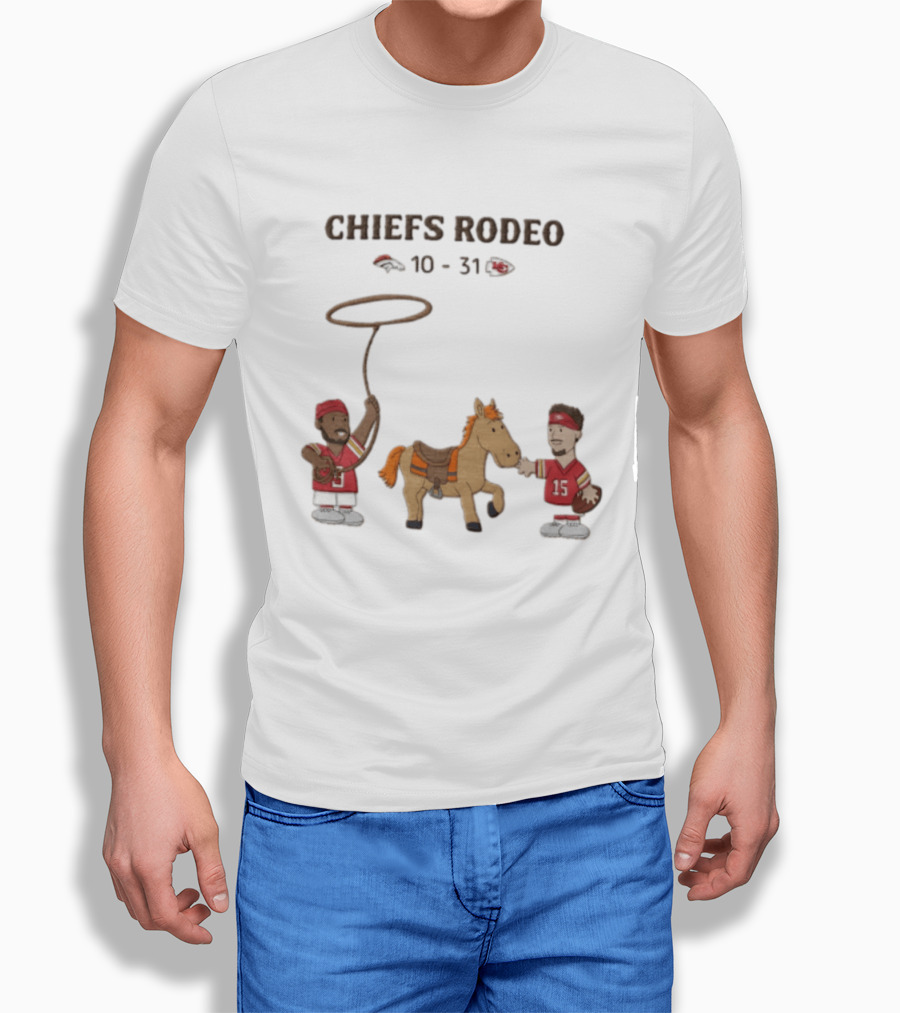 Patrick Mahomes Travis Kelce Chiefs Rodeo 10 31 Broncos T-Shirt