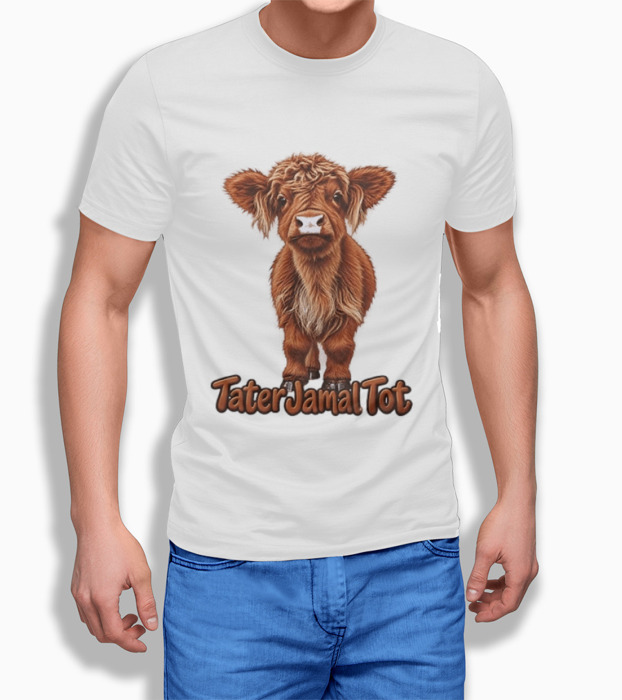 TaterJamal Tot Highland Cow Farm Animal Cute Brown Calf T-Shirt