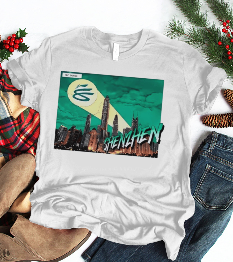 Shenzhen City Skyline With Illuminated Beacon And Clouds T-Shirt