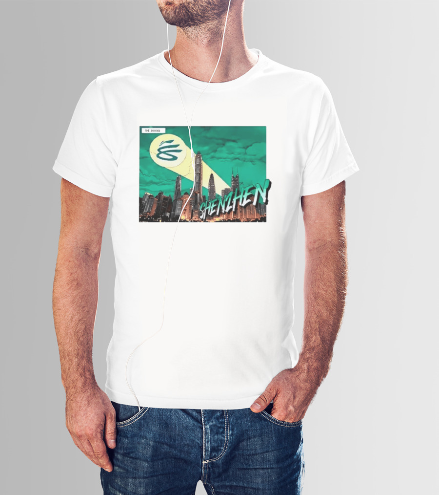 Shenzhen City Skyline With Illuminated Beacon And Clouds T-Shirt