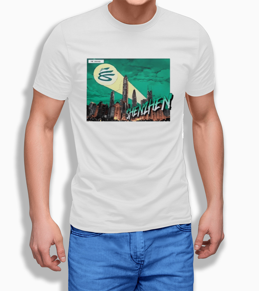 Shenzhen City Skyline With Illuminated Beacon And Clouds T-Shirt