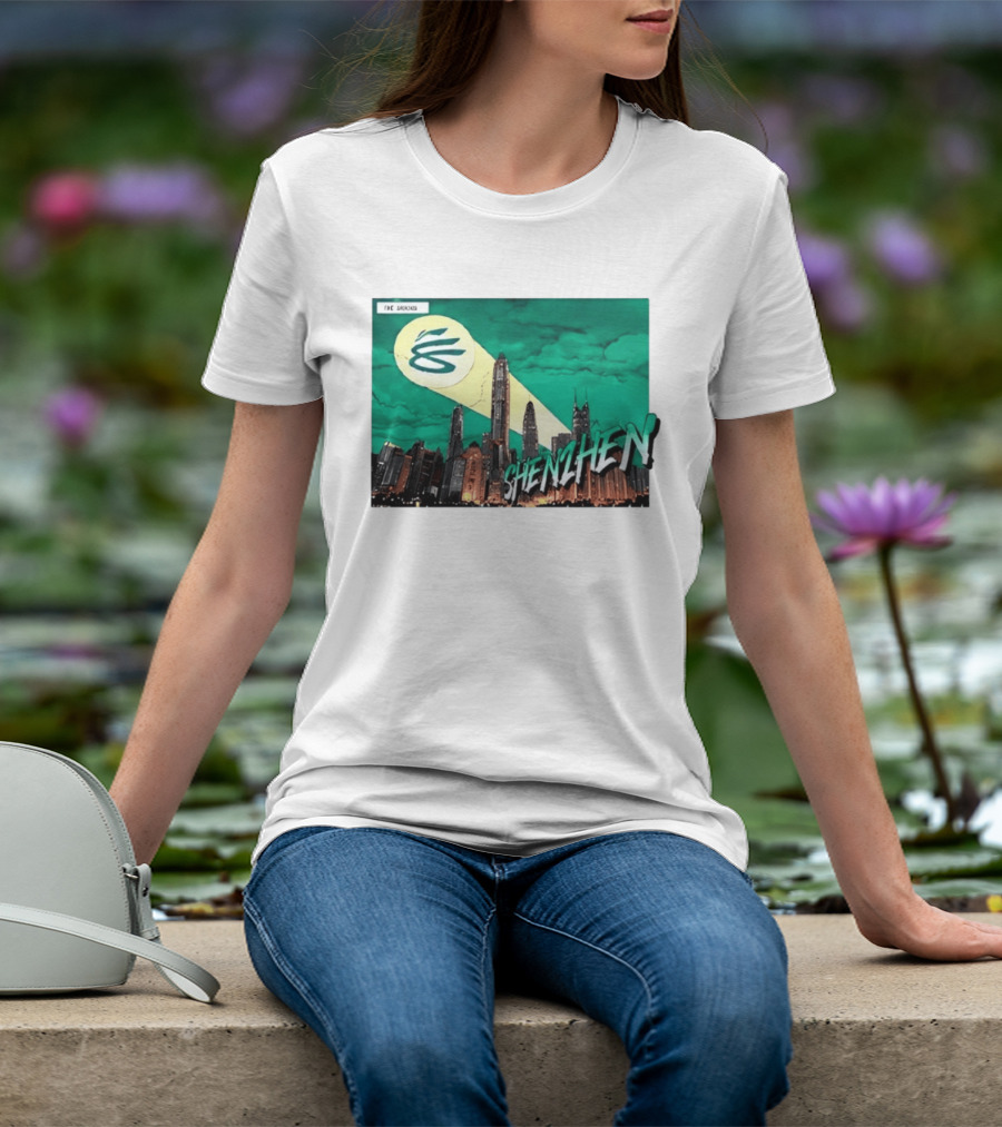 Shenzhen City Skyline With Illuminated Beacon And Clouds T-Shirt