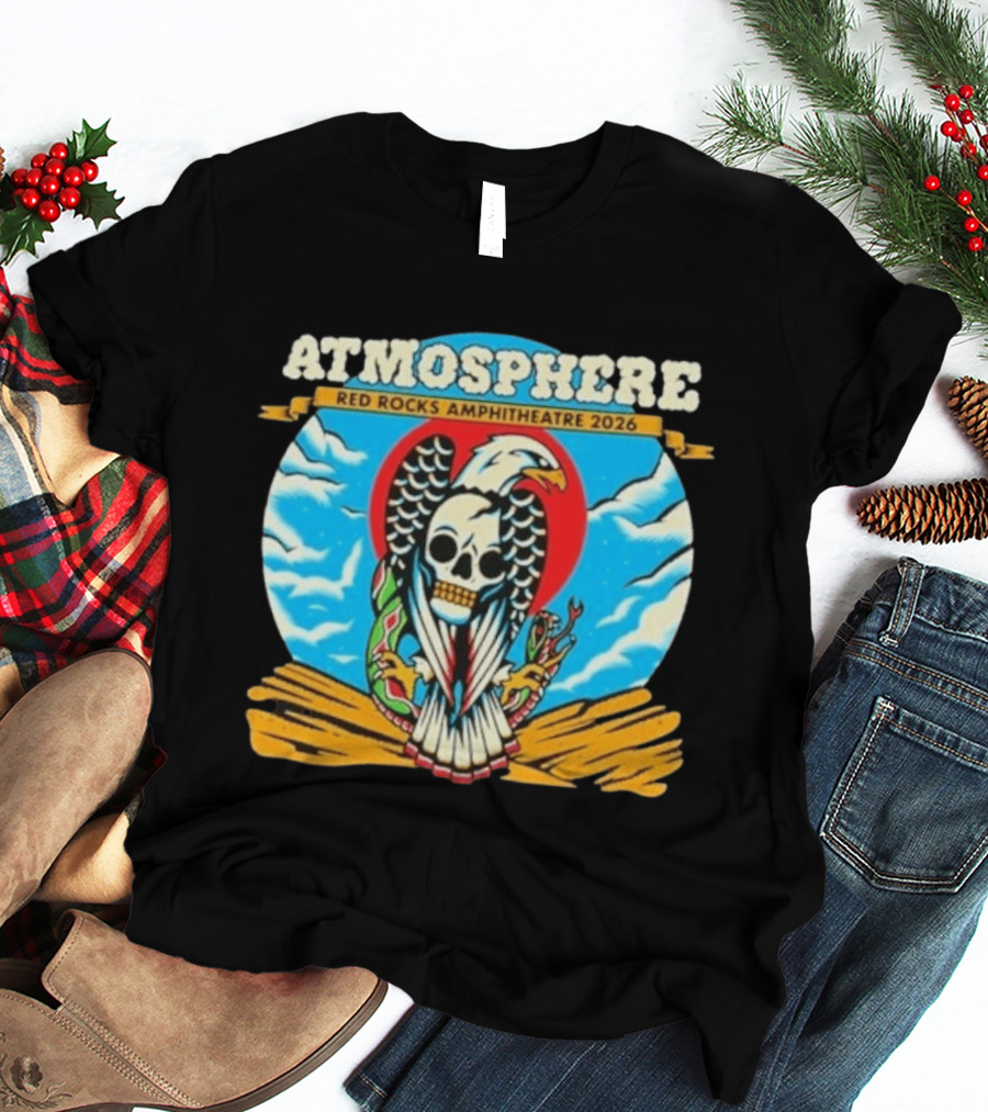 Atmosphere Red Rocks Amphitheatre 2026 Eagle Skull Clouds T-Shirt