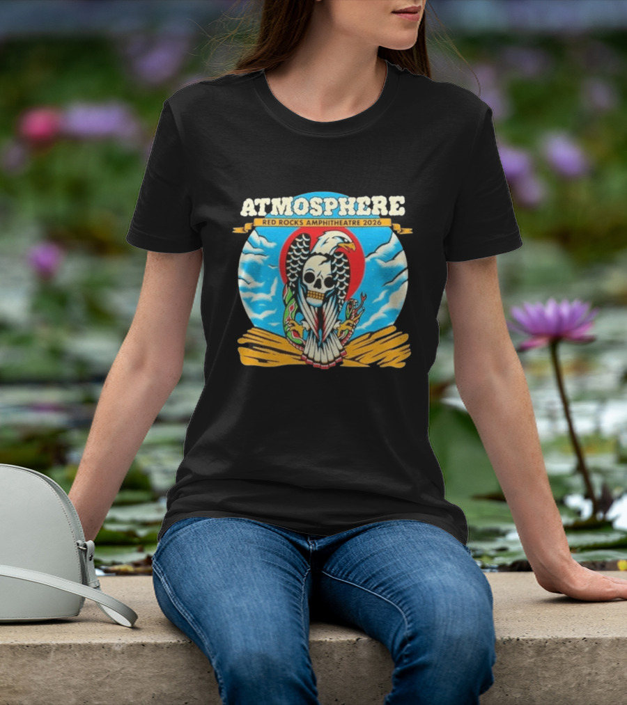 Atmosphere Red Rocks Amphitheatre 2026 Eagle Skull Clouds T-Shirt