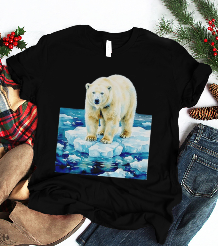 Majestic Polar Bear On Melting Iceberg Arctic Wildlife Scene T-Shirt