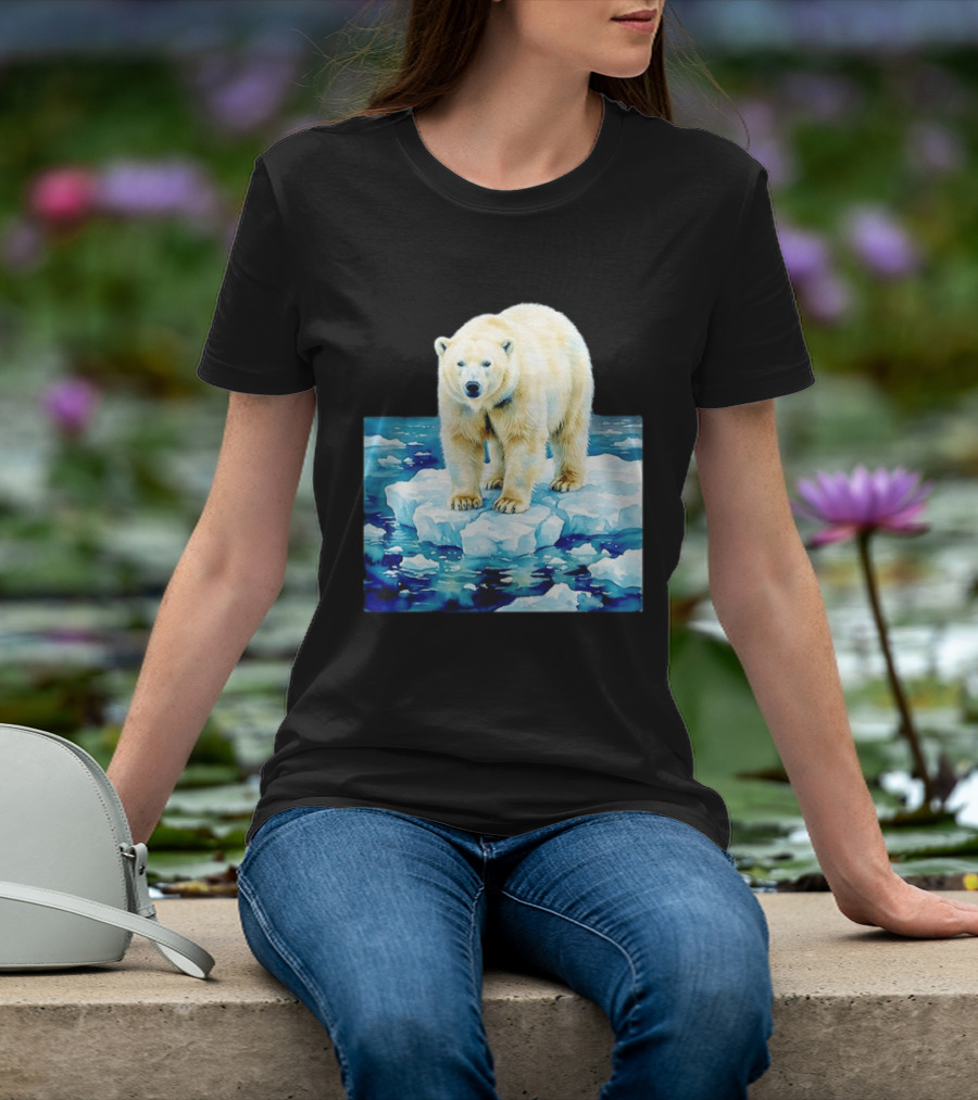 Majestic Polar Bear On Melting Iceberg Arctic Wildlife Scene T-Shirt