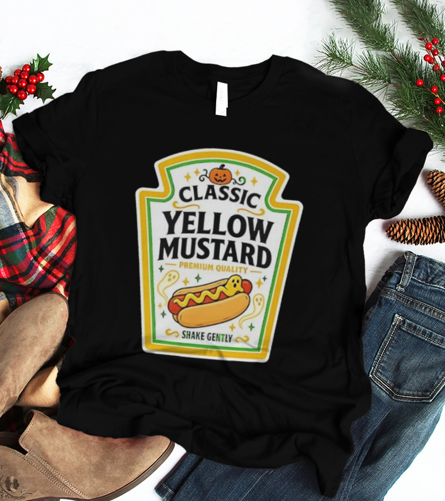 Classic Yellow Mustard Premium Quality Halloween Hot Dog Shake Gently T-Shirt
