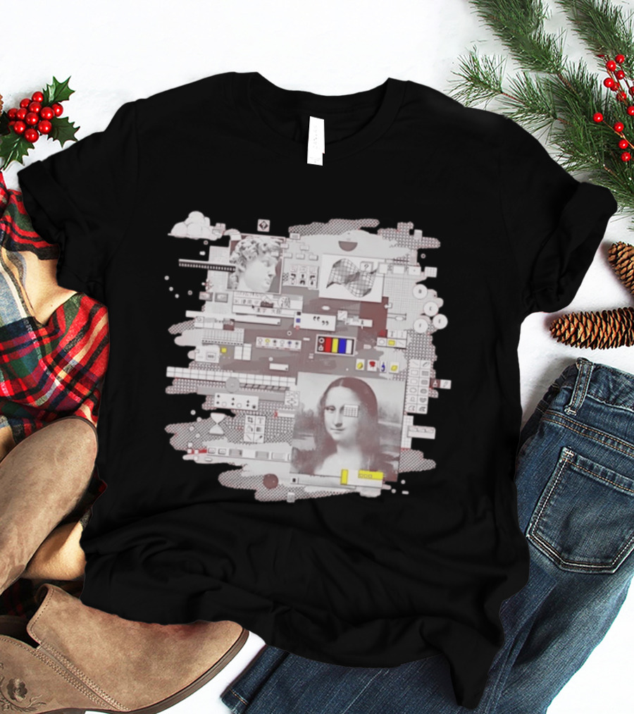 Mona Lisa Michelangelo David Digital Collage T-Shirt
