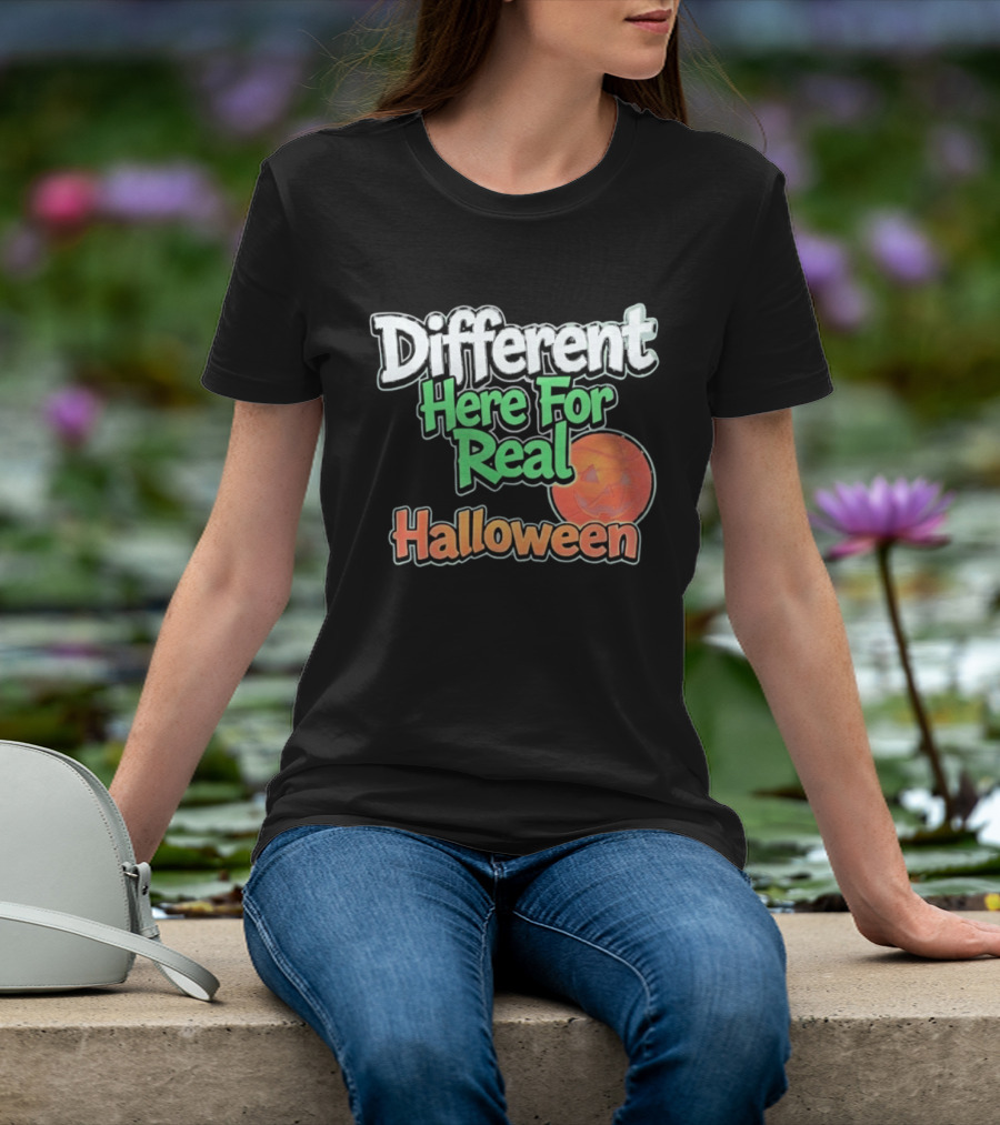 Different Here For Real Halloween Pumpkin Basketball T-Shirt