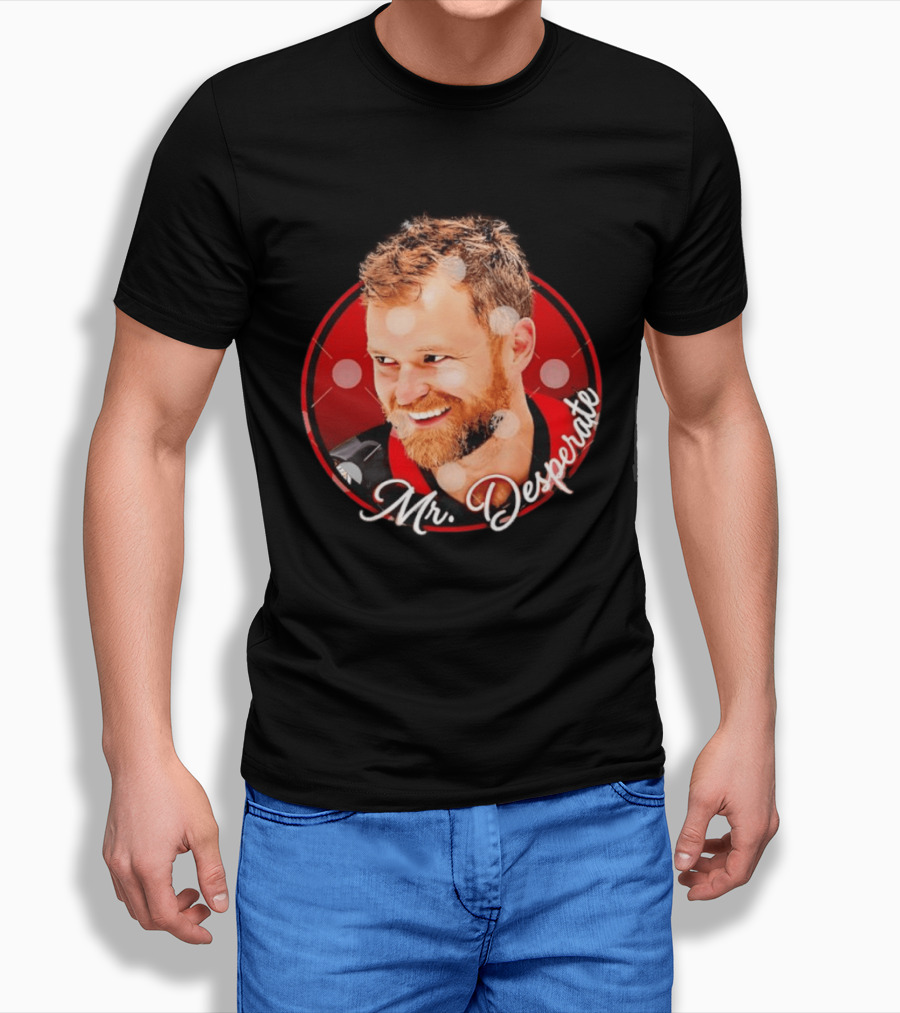 Mr Desperate Expression Hockey Player Red Circle T-Shirt