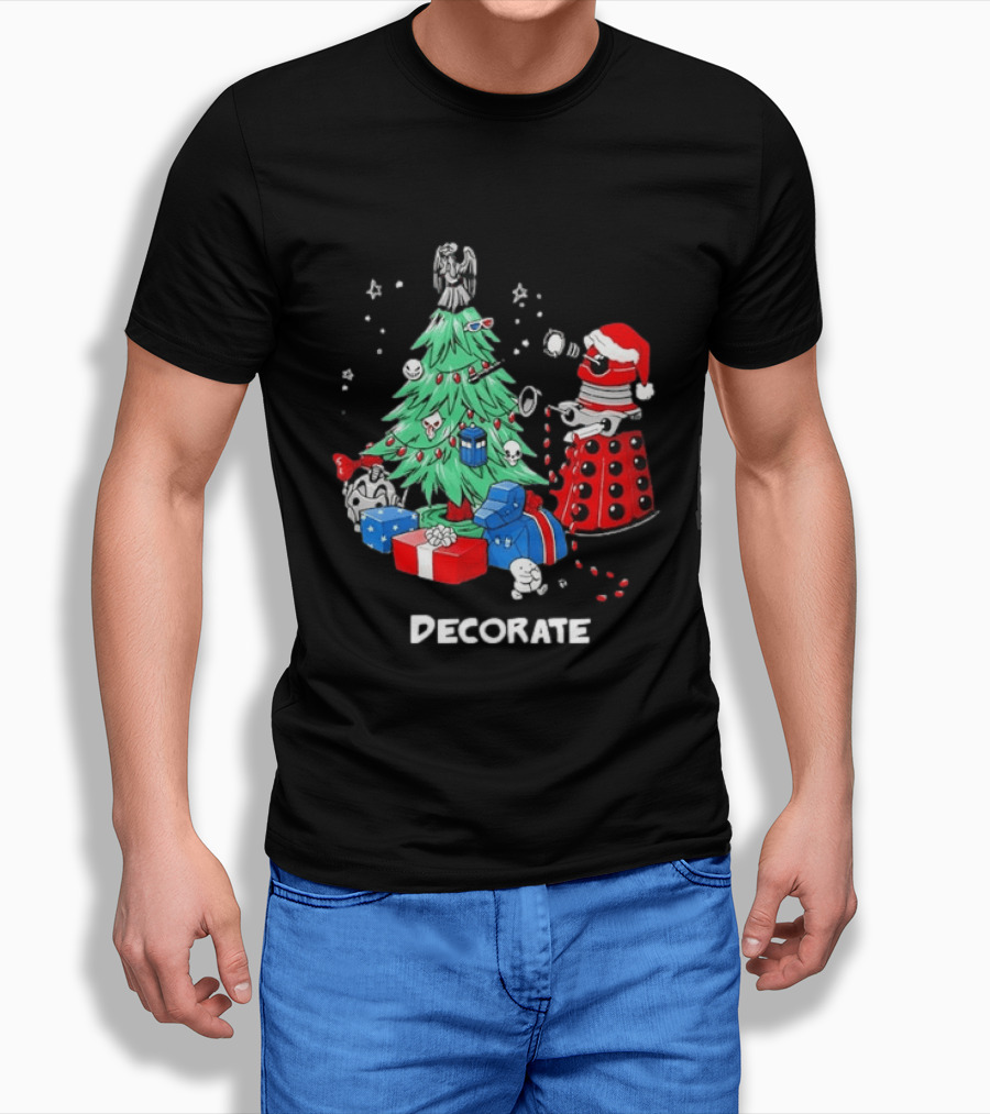 Doctor Who Dalek Christmas Tree Decorate Scene T-Shirt