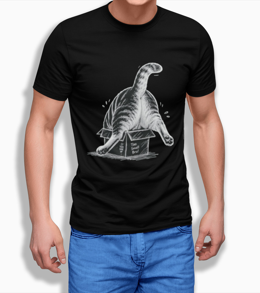 Too Small Bro Tabby Cat Stuck In Box Rear View T-Shirt