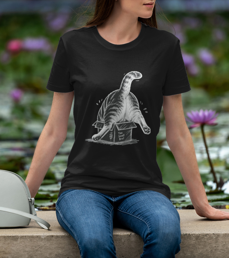 Too Small Bro Tabby Cat Stuck In Box Rear View T-Shirt