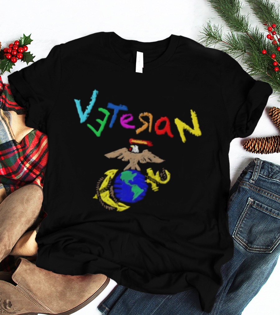 Veteran Eagle Globe And Anchor Colorful Military T-Shirt