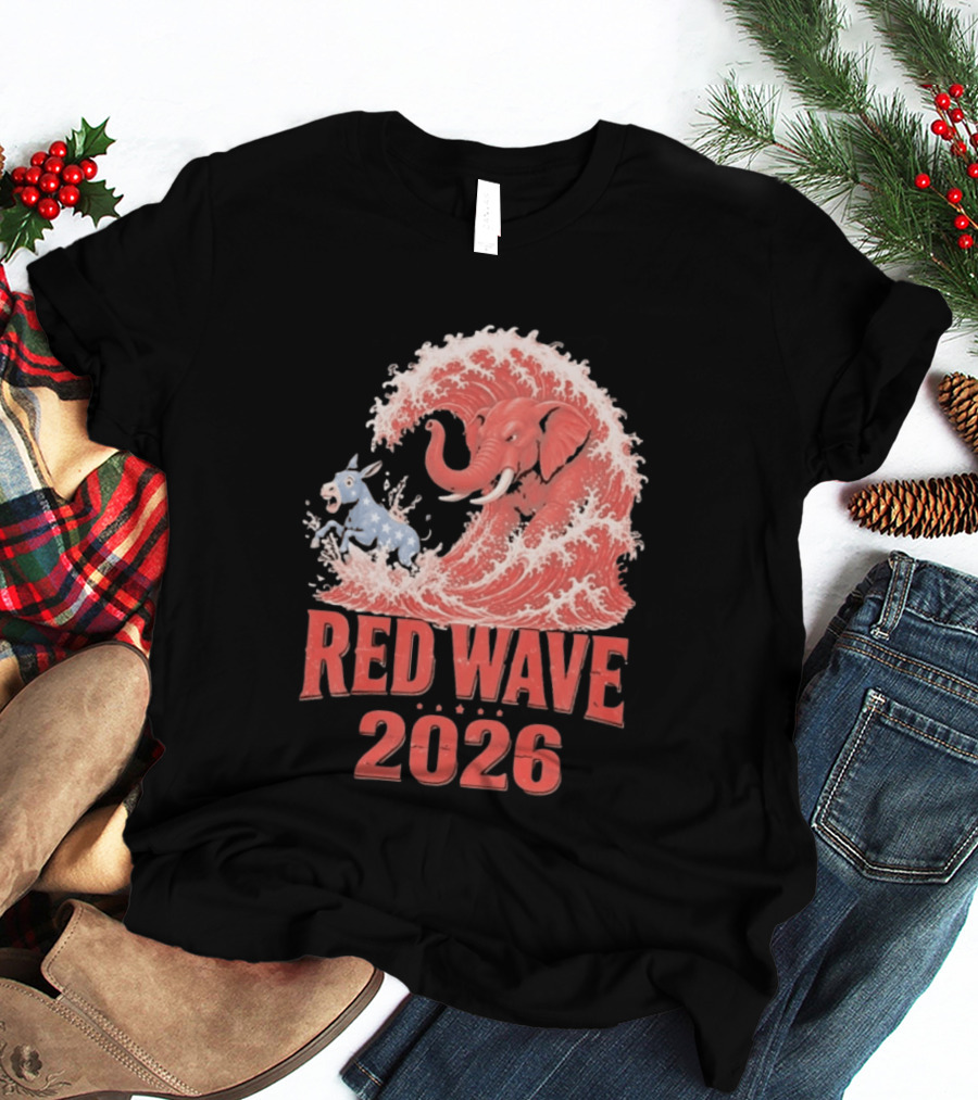 Red Wave 2026 Republican Elephant Vs Donkey Political T-Shirt